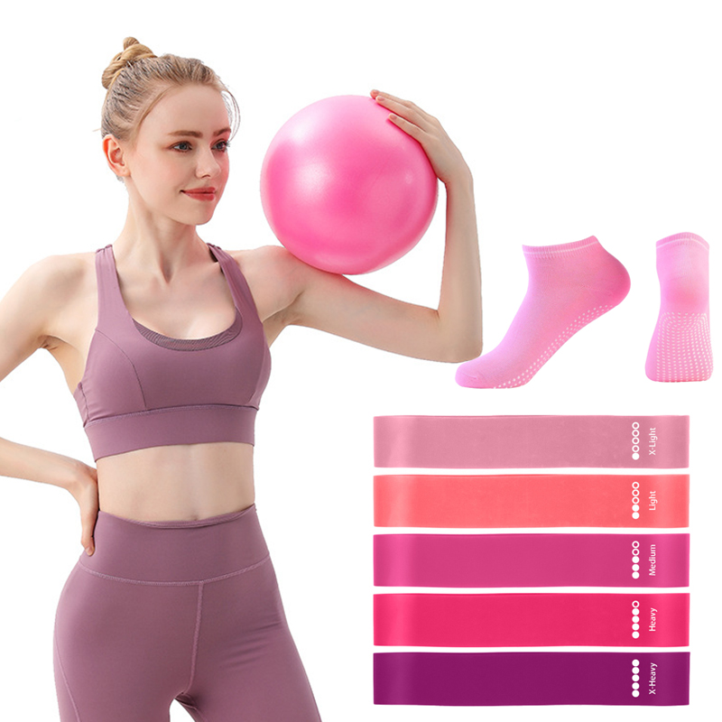 Pilates Yoga Ball Workout - Pilates Ball Resistance Bands Grip Socks