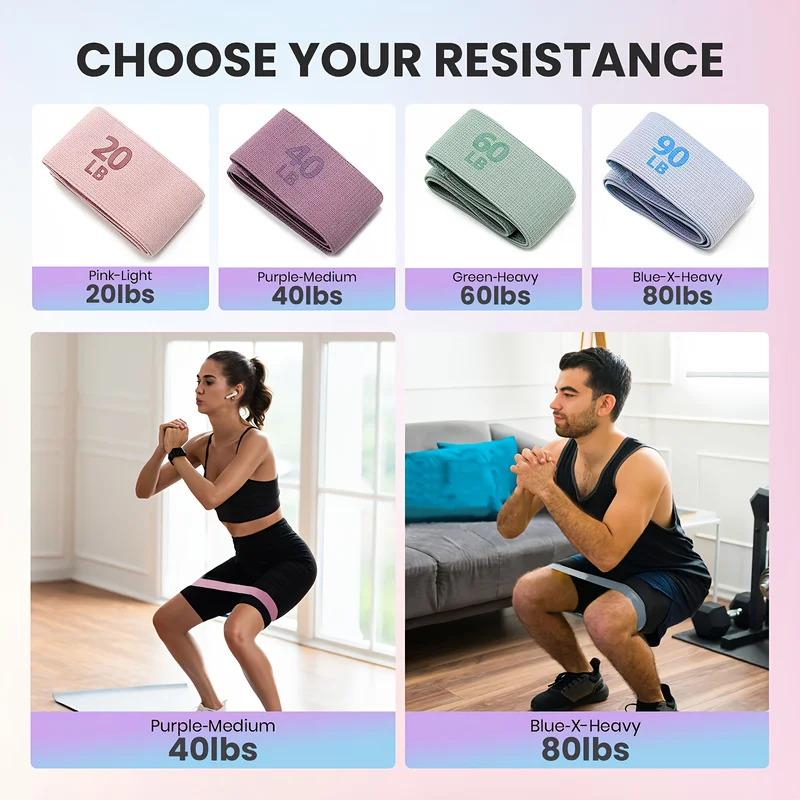 Pilates Yoga Joint - 20-90LB Fabric Elastic Band Fitness Resistance