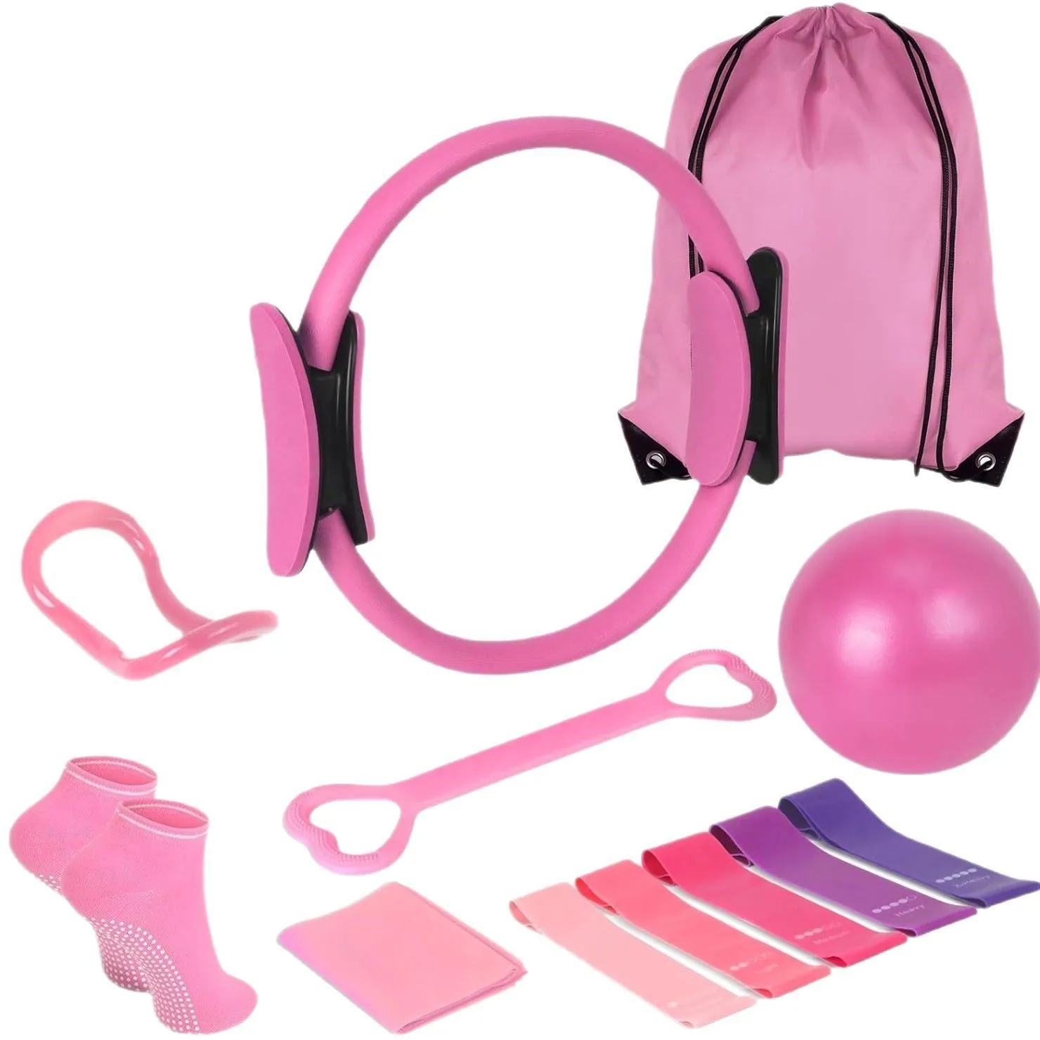 Pilates Yoga Ball Workout - Pilates Ball Set Resistance Bands Gym